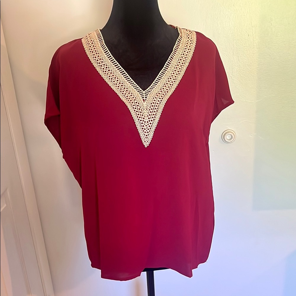 Elegant Red V-Neck Women's Top